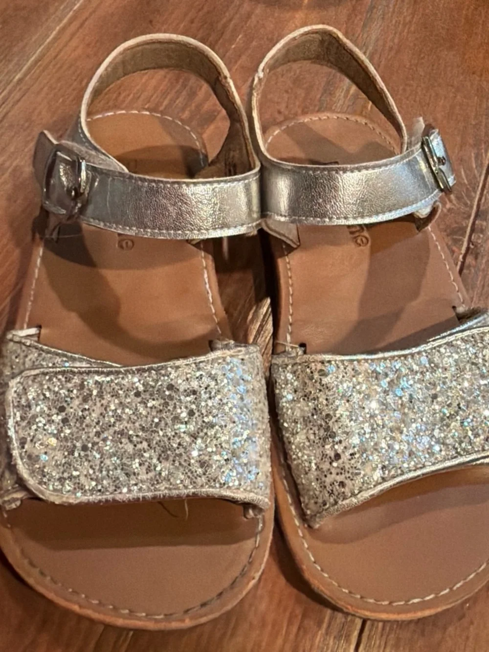 Girls' Silver Glitter Strap Dress Sandals
